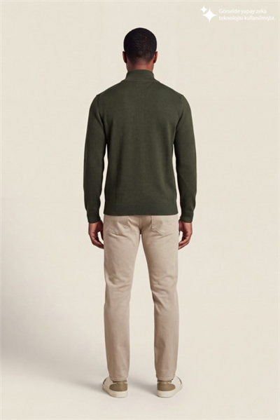 DKNY Quarter-Zip Ribbed Knit Sweater Erkek Triko