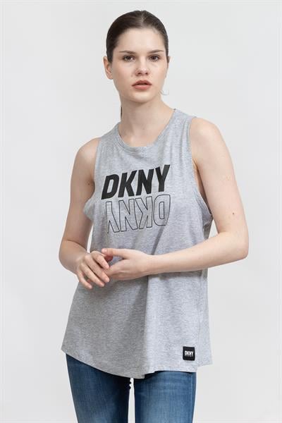 DKNY Reflect Logo Kadın Kolsuz T-Shirt Gri