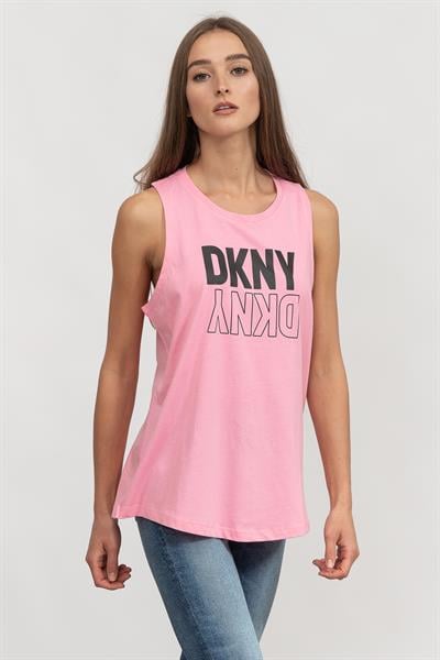 DKNY Reflect Logo Kadın Kolsuz T-Shirt Pembe