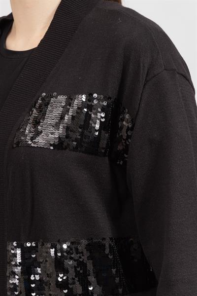 DKNY Sequin Stripe Kadın Hırka