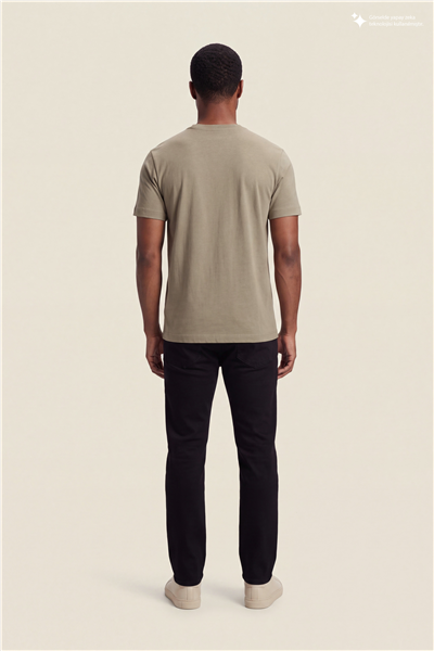 DKNY Silicone Logo Patch Tee Erkek Bisiklet Yaka T-Shirt Vizon