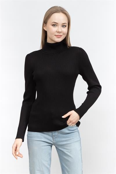 DKNY Solid Ribbed Turtlen Kadın Triko