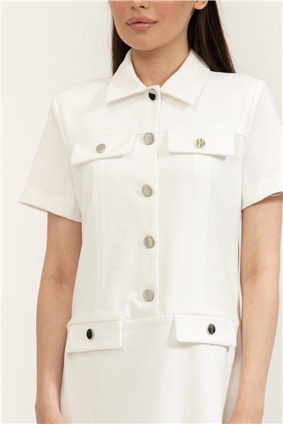 DKNY S/S Shift W/ Buttons Kadın Elbise