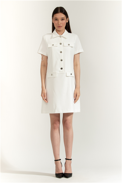 DKNY S/S Shift W/ Buttons Kadın Elbise