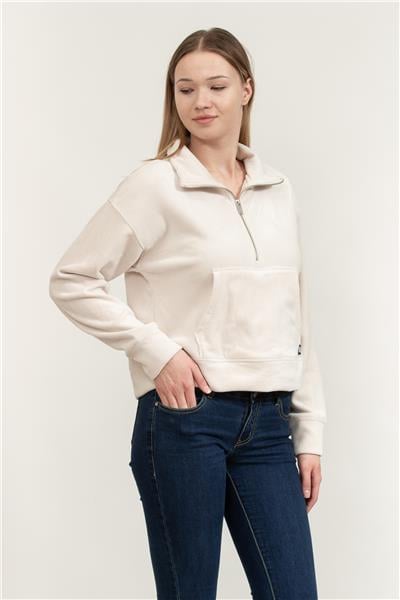 DKNY Tech Velour Rib Half Kadın Triko