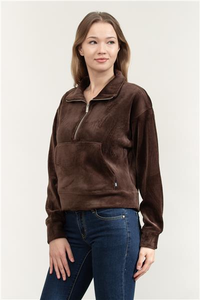 DKNY Tech Velour Rib Half Kadın Triko