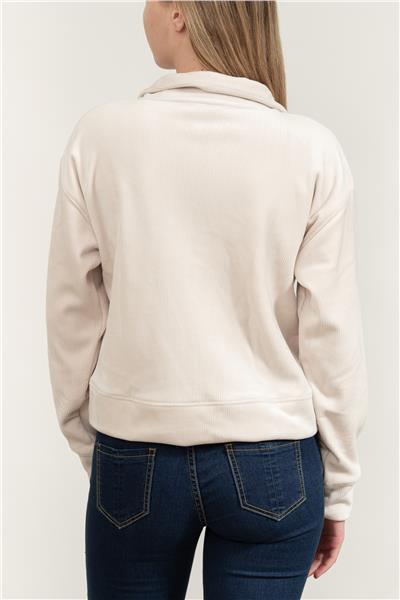 DKNY Tech Velour Rib Half Kadın Triko