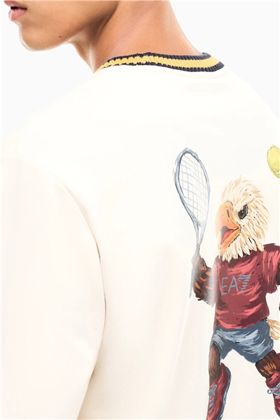 EA7 Erkek Bisiklet Yaka Sweatshirt Bej