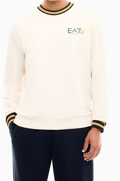 EA7 Erkek Bisiklet Yaka Sweatshirt Bej