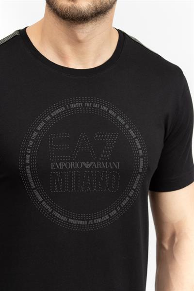 EA7 Erkek Bisiklet Yaka T-Shirt Siyah