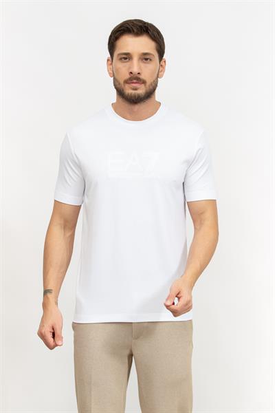 EA7 Erkek Bisiklet Yaka T-Shirt Beyaz