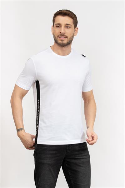 EA7 Erkek Bisiklet Yaka T-Shirt Beyaz