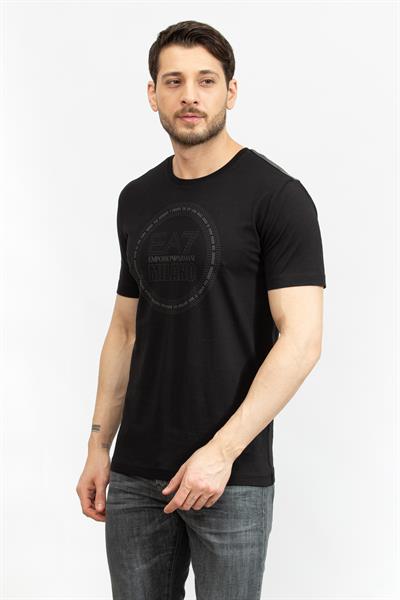 EA7 Erkek Bisiklet Yaka T-Shirt Siyah