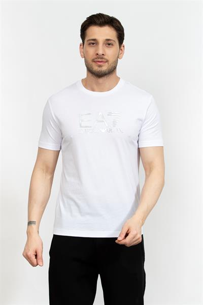 EA7 Erkek Bisiklet Yaka T-Shirt Beyaz