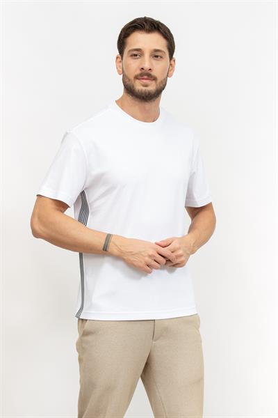 EA7 Erkek Bisiklet Yaka T-Shirt Beyaz