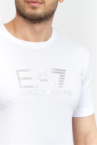 EA7 Erkek Bisiklet Yaka T-Shirt Beyaz