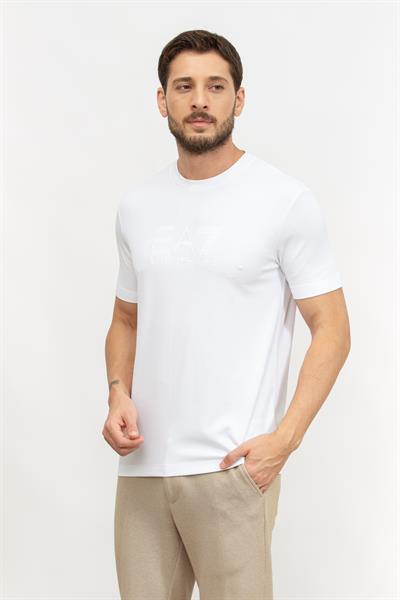 EA7 Erkek Bisiklet Yaka T-Shirt Beyaz