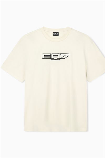 EA7 Erkek Bisiklet Yaka T-Shirt Bej
