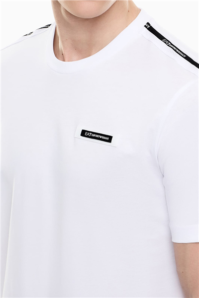 EA7 Erkek Bisiklet Yaka T-Shirt Beyaz