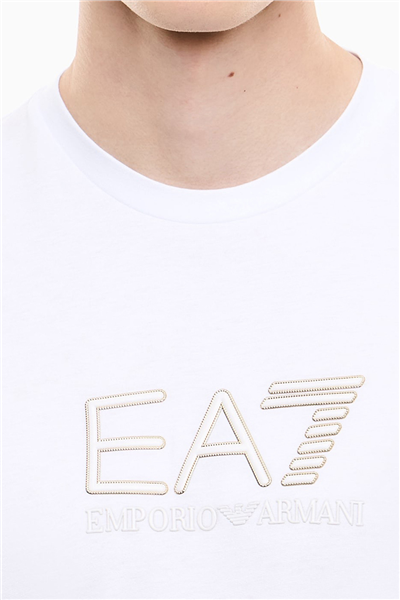 EA7 Erkek Bisiklet Yaka T-Shirt Beyaz