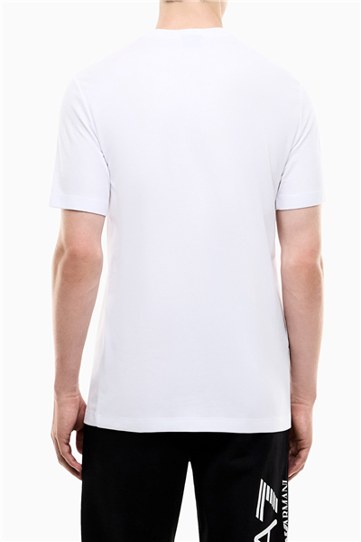 EA7 Erkek Bisiklet Yaka T-Shirt Beyaz
