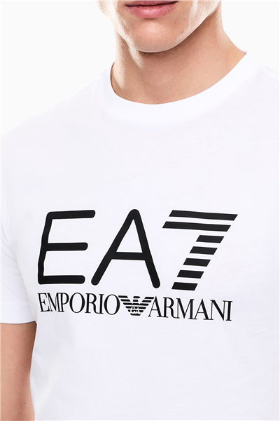 EA7 Erkek Bisiklet Yaka T-Shirt Beyaz