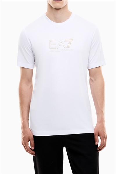 EA7 Erkek Bisiklet Yaka T-Shirt Beyaz