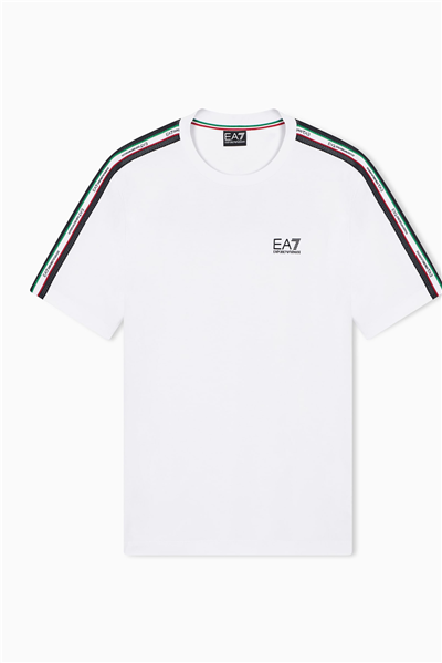 EA7 Erkek Bisiklet Yaka T-Shirt Beyaz