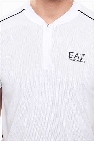EA7 Erkek Bisiklet Yaka T-Shirt Beyaz