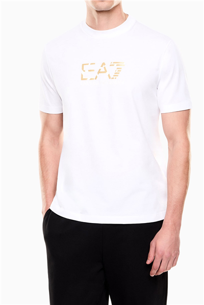 EA7 Erkek Bisiklet Yaka T-Shirt Beyaz