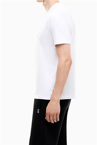 EA7 Erkek Bisiklet Yaka T-Shirt Beyaz