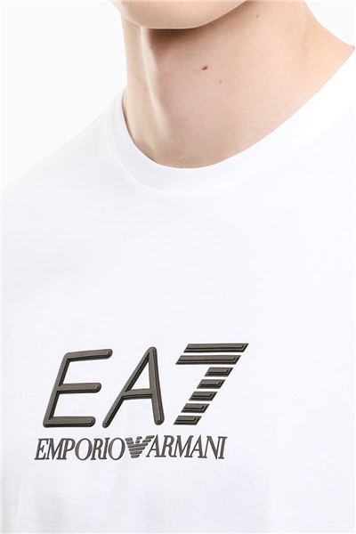 EA7 Erkek Bisiklet Yaka T-Shirt Beyaz