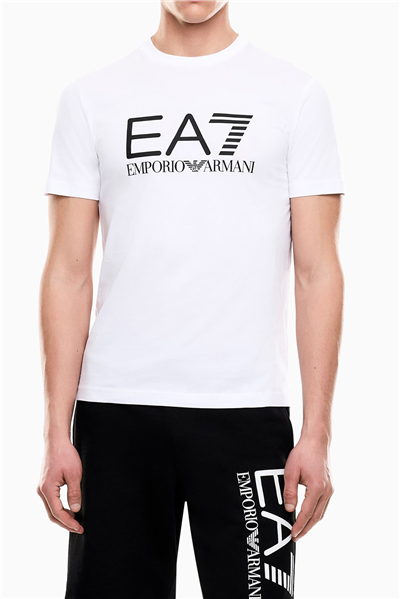 EA7 Erkek Bisiklet Yaka T-Shirt Beyaz