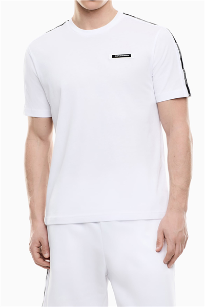 EA7 Erkek Bisiklet Yaka T-Shirt Beyaz