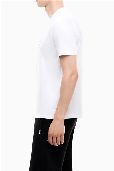 EA7 Erkek Bisiklet Yaka T-Shirt Beyaz