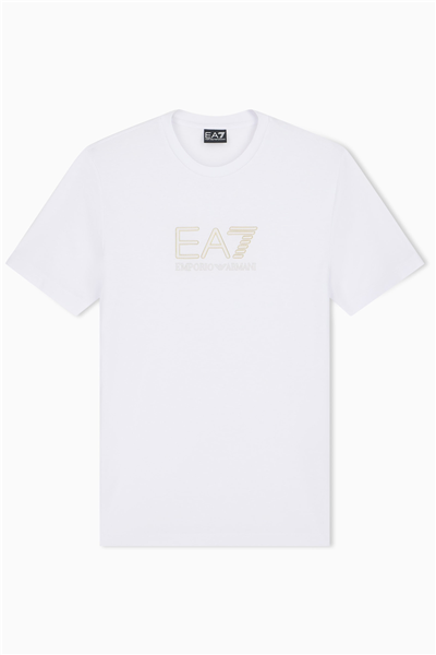 EA7 Erkek Bisiklet Yaka T-Shirt Beyaz