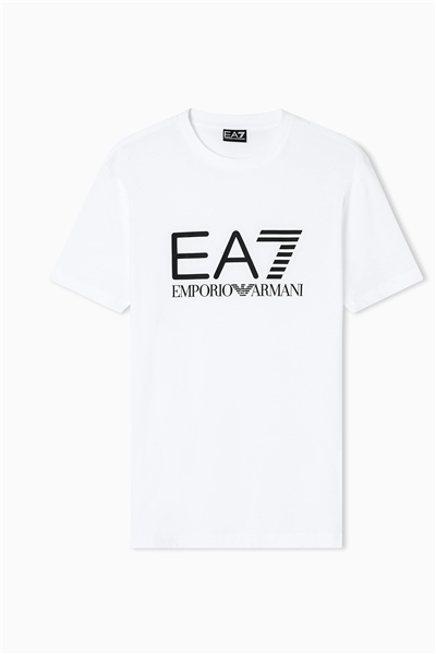 EA7 Erkek Bisiklet Yaka T-Shirt Beyaz