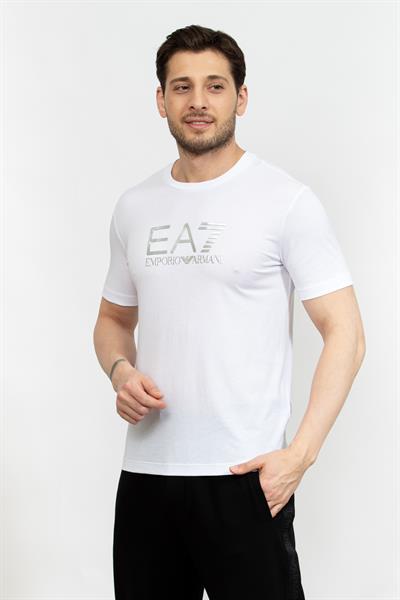 EA7 Erkek Bisiklet Yaka T-Shirt Beyaz