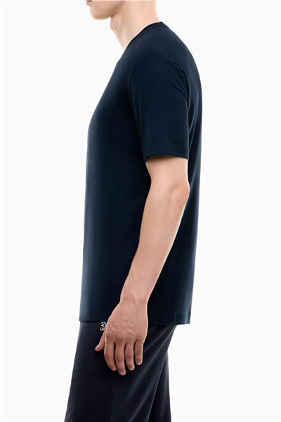 EA7 Erkek Bisiklet Yaka T-Shirt Mavi