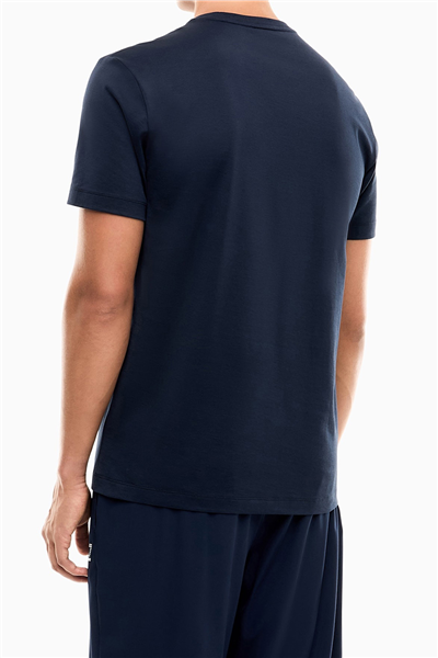 EA7 Erkek Bisiklet Yaka T-Shirt Mavi