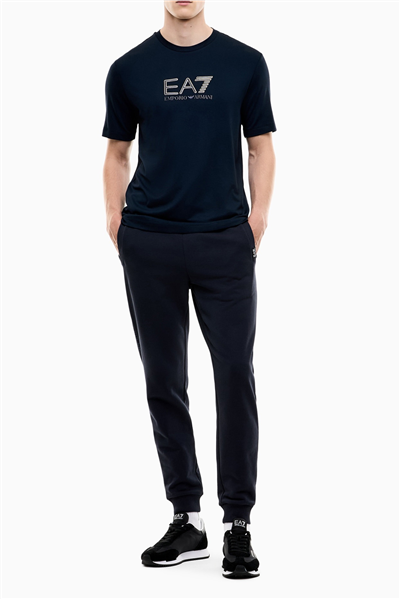 EA7 Erkek Bisiklet Yaka T-Shirt Mavi