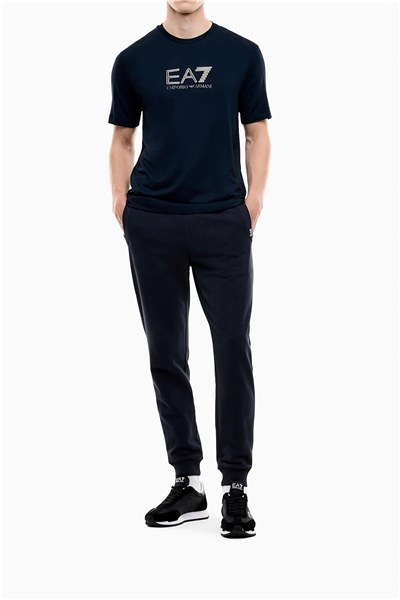 EA7 Erkek Bisiklet Yaka T-Shirt Mavi