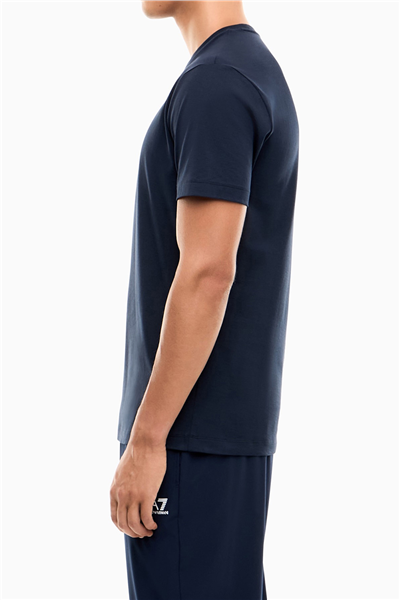EA7 Erkek Bisiklet Yaka T-Shirt Mavi