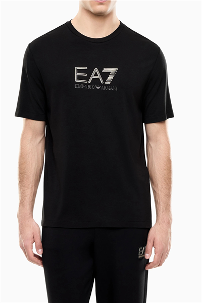 EA7 Erkek Bisiklet Yaka T-Shirt Siyah