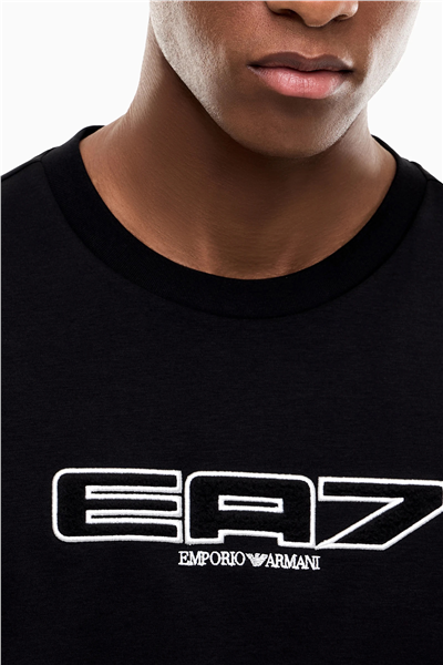 EA7 Erkek Bisiklet Yaka T-Shirt Siyah