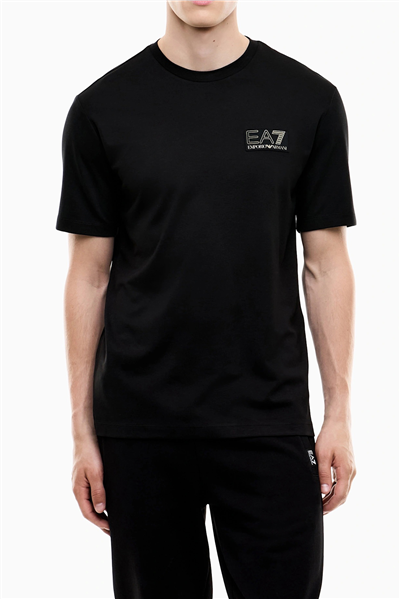 EA7 Erkek Bisiklet Yaka T-Shirt Siyah