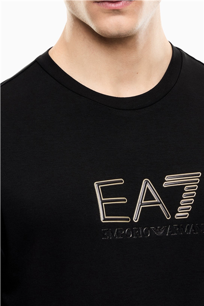 EA7 Erkek Bisiklet Yaka T-Shirt Siyah