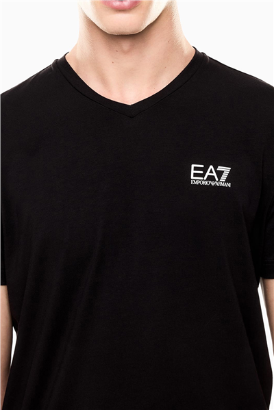 EA7 Erkek Bisiklet Yaka T-Shirt Siyah