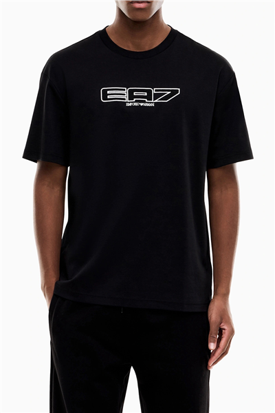 EA7 Erkek Bisiklet Yaka T-Shirt Siyah