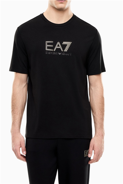 EA7 Erkek Bisiklet Yaka T-Shirt Siyah